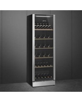 Veinikülmik smeg classic, 185 cm, 39 db, elektrooniline juhtimine, vasak, klaasuks, rv teras/must-foto2