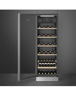 Veinikülmik smeg classic, 185 cm, 39 db, elektrooniline juhtimine, vasak, klaasuks, rv teras/must-foto3