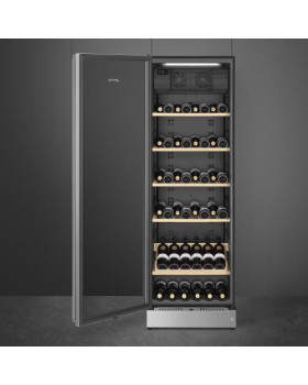 Veinikülmik smeg classic, 185 cm, 39 db, elektrooniline juhtimine, vasak, klaasuks, rv teras/must-foto3