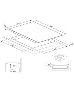 Pliidiplaat smeg, 3 x induktsioon, 60 cm, must, lõigatud serv-foto2