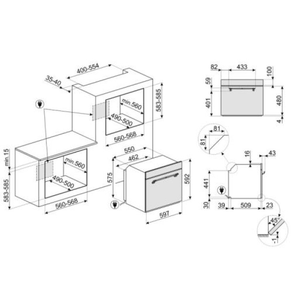 Ahi smeg cortina, 70 l, a, kreem/messing