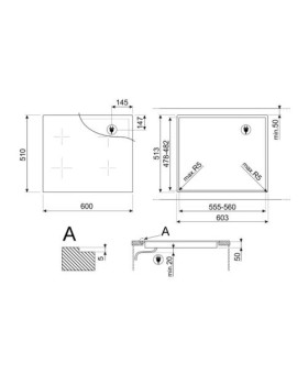 Pliidiplaat smeg, 4 x induktsioon, 60 cm, lõigatud, must-foto6