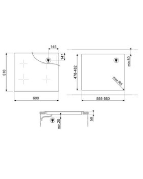 Pliidiplaat smeg musa, 4 x induktsioon, 60 cm, lõigatud serv, must-foto7