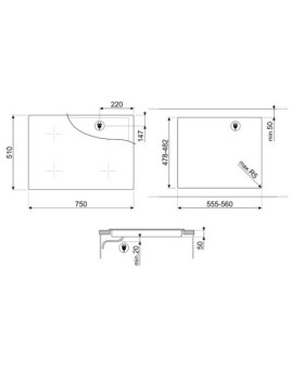 Pliidiplaat smeg musa, 4 x induktsioon, 75 cm, lõigatud, must-foto7