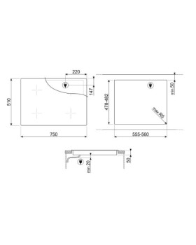 Pliidiplaat smeg, 4 x induktsioon, multitsoon, 70/75 cm, must-foto3