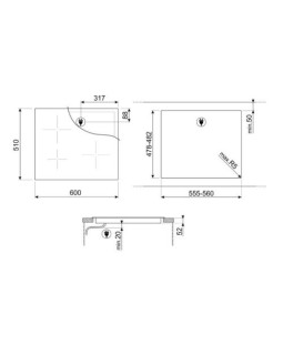 Pliidiplaat smeg, 3 x induktsioon, 60 cm, must, lõigatud serv-foto6