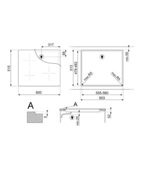 Pliidiplaat smeg, 3 x induktsioon, 60 cm, must, lõigatud serv-foto7
