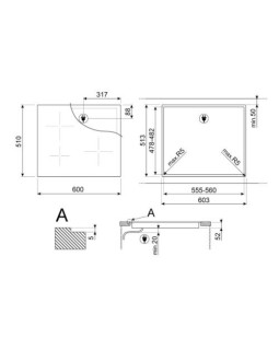 Pliidiplaat smeg, 4 x induktsioon, 60 cm, lõigatud serv, must-foto3