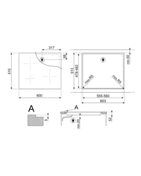 Pliidiplaat smeg, 4 x induktsioon, 60 cm, lõigatud serv, must-foto3