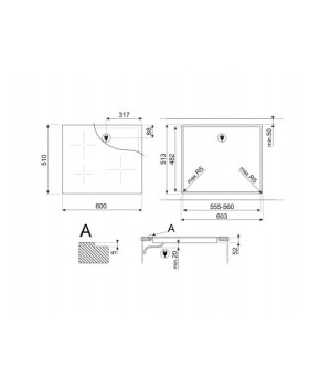Pliidiplaat smeg, 4 x induktsioon, 60 cm, lõigatud serv, must-foto4