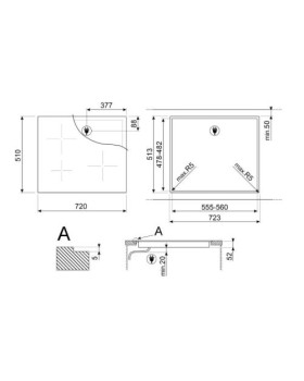 Pliidiplaat smeg, 3 x induktsioon, 72 cm, must, lõigatud serv-foto3