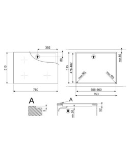 Pliidiplaat smeg, 4 x induktsioon, 70/75 cm, must, lõigatud serv-foto6