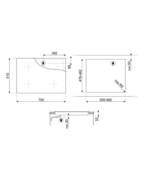 Pliidiplaat smeg, 4 x induktsioon, 70/75 cm, must, lõigatud serv-foto7