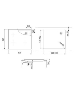Pliidiplaat smeg musa, 4 x induktsioon, 60 cm, lõigatud serv, must-foto7