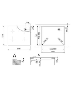 Pliidiplaat smeg musa, 4 x induktsioon, 60 cm, lõigatud serv, must-foto8