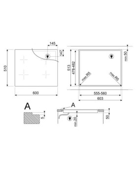 Pliidiplaat smeg musa, 4 x induktsioon, 60 cm, lõigatud serv, must-foto8