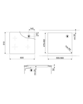 Pliidiplaat smeg, 4 x induktsioon, multitsoon, 60 cm, must-foto5
