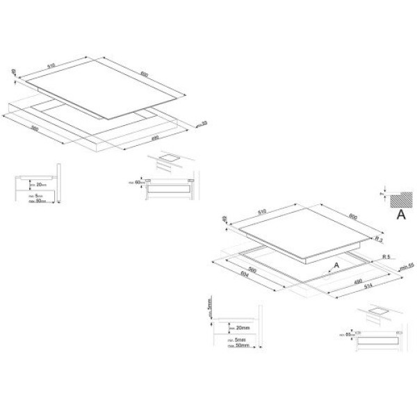 Pliidiplaat smeg, 4 x induktsioon, multitsoon, 60 cm, must Kodumasinad