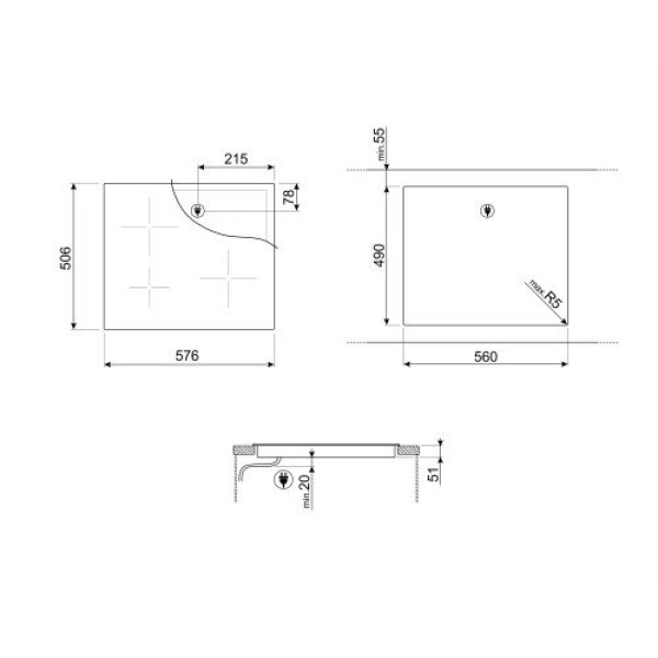 Pliidiplaat smeg, 4 x induktsioon, flexi-tsoon, 60 cm, must, rv raam Kodumasinad