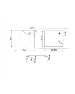 Pliidiplaat smeg, 4 x induktsioon, 60 cm, lõigatud serv, must-foto2
