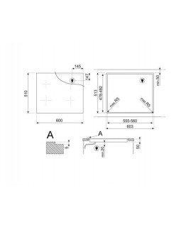 Pliidiplaat smeg, 4 x induktsioon, 60 cm, lõigatud serv, must-foto3