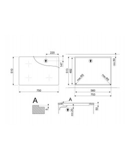 Pliidiplaat smeg, 4 x induktsioon, 75 cm, must, lõigatud serv-foto3