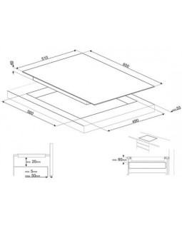 Pliidiplaat smeg, 3 x induktsioon, 60 cm, must, lõigatud serv-foto2