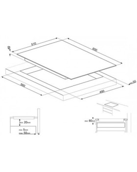 Pliidiplaat smeg, 3 x induktsioon, 60 cm, must, lõigatud serv-foto2
