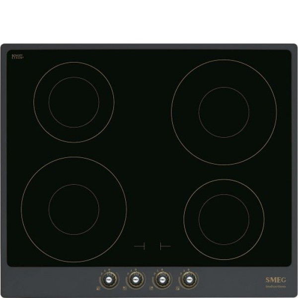 Pliidiplaat smeg cortina, 4 x induktsioon, 60 cm, antratsiit/messing Kodumasinad