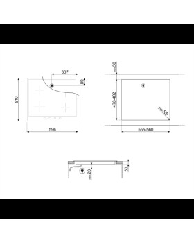 Pliidiplaat smeg cortina, 4 x induktsioon, 60 cm, antratsiit/messing-foto2