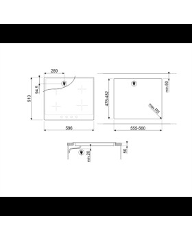 Pliidiplaat smeg victoria, 4 x induktsioon, 60 cm, must, must raam-foto2