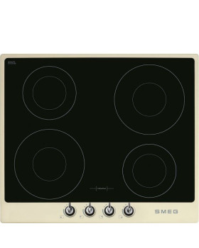 Pliidiplaat smeg victoria, 4 x induktsioon, 60 cm, must, kreem raam