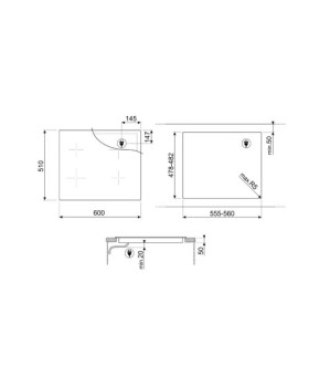 Pliidiplaat smeg, 4 x induktsioon, 60 cm, lõigatud, must-foto5