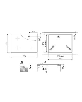 Pliidiplaat smeg, 4 x induktsioon, 75 cm, lõigatud, must-foto4