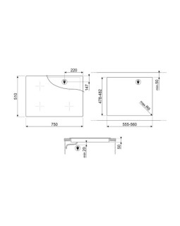 Pliidiplaat smeg, 4 x induktsioon, 75 cm, lõigatud, must-foto5