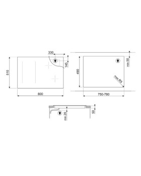 Pliidiplaat smeg, 4 x induktsioon, multitsoon, 80 cm, must-foto2