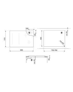 Pliidiplaat smeg, 6 x induktsioon, 80 cm, must, lõigatud servaga-foto2