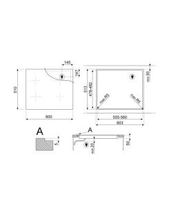 Pliidiplaat smeg, 4 x induktsioon, multitsoon, 60 cm, must, lõigatud servaga-foto2