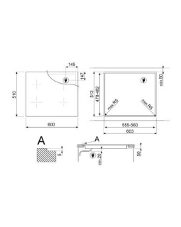Pliidiplaat smeg classic, 4 x induktsioon, flexi-tsoon, 60 cm, lõigatud, matt must-foto24