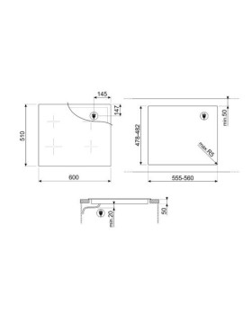 Pliidiplaat smeg classic, 4 x induktsioon, flexi-tsoon, 60 cm, lõigatud, matt valge-foto5