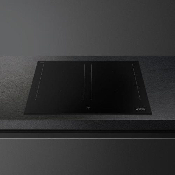 Pliidiplaat smeg, 4 x induktsioon, multitsoon, 60 cm, must, lõigatud servaga