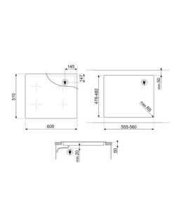Pliidiplaat smeg, 4 x induktsioon, multitsoon, 60 cm, must, lõigatud servaga-foto5