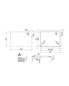 Pliidiplaat smeg, 6 x induktsioon, multitsoon, 80 cm, must, lõigatud servaga-foto2