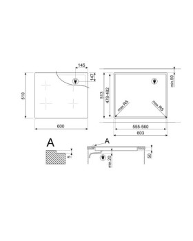 Pliidiplaat smeg dolce stil novo, 4x multi induktsioon, 60cm, lõigatud, must/vask-foto3