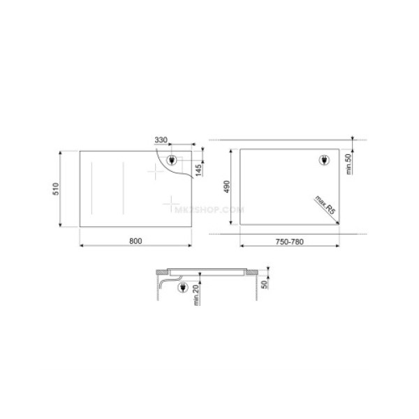 Pliidiplaat smeg dolce stil novo, 6 x multi induktsioon, 80 cm, lõigatud, must/vask Kodumasinad