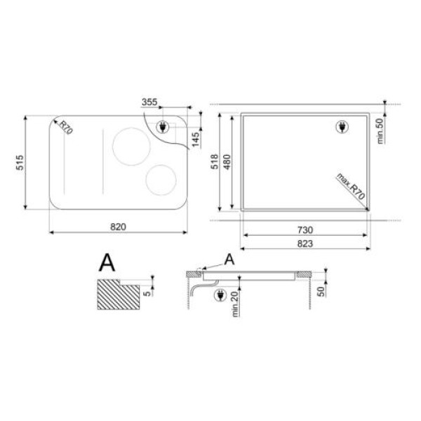 Pliidiplaat smeg isola, 4 x induktsioon, flexi-tsoon, 80 cm, autovent, lõigatud, must Pliidiplaat smeg isola, 4 x induktsioon, flexi-tsoon, 80 cm, autovent, lõigatud, must