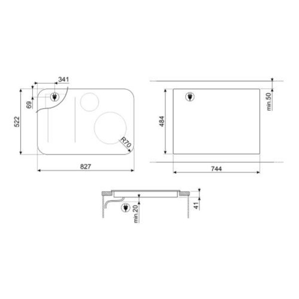 Pliidiplaat smeg isola, 4 x induktsioon, flexi-tsoon, 80 cm, autovent, faasitud, must