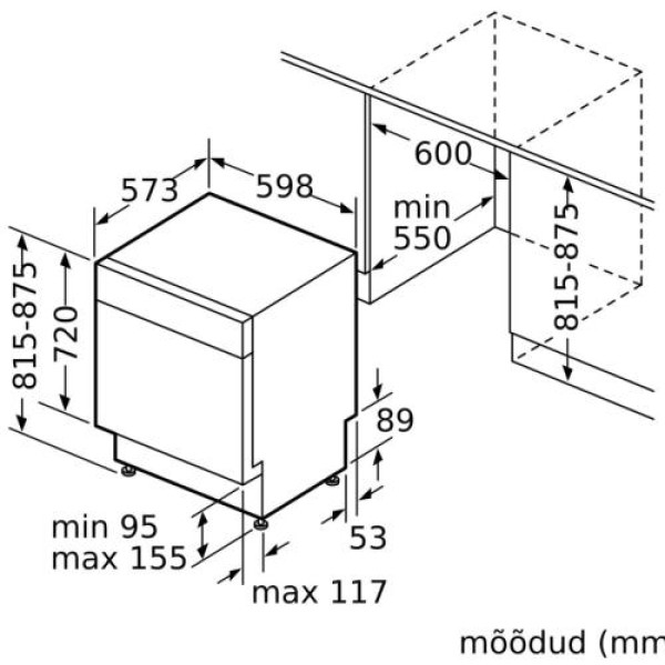 Nõudepesumasin bosch, integreeritav, 3 korvi, 60 cm, 46 db, valge