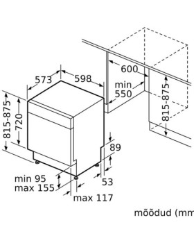 Nõudepesumasin bosch, integreeritav, 2 korvi, 60 cm, 46 db, valge-foto3