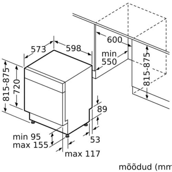 Nõudepesumasin bosch, integreeritav, 3 korvi, 60 cm, 42 db, valge
